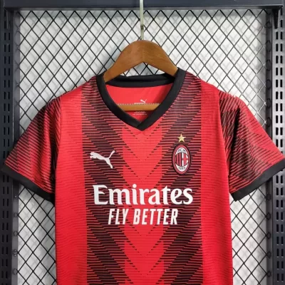 Alternative view of Kids' Kit Soccer Jersey Suit Milan I 23/24 - Red and Black