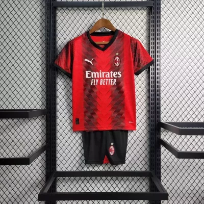 Kids' Kit Soccer Jersey Suit Milan I 23/24 - Red and Black