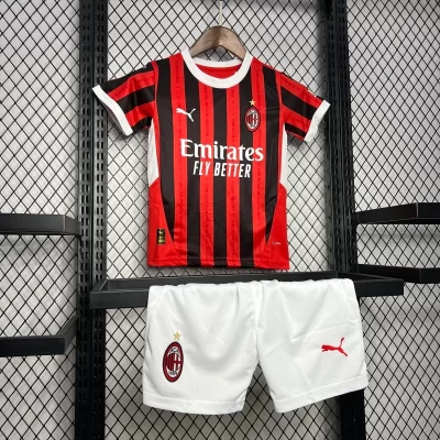 Kids' Kit Soccer Jersey Suit Milan I 24/25 - Red and Black - Image 3