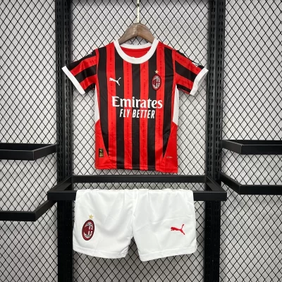 Kids' Kit Soccer Jersey Suit Milan I 24/25 - Red and Black