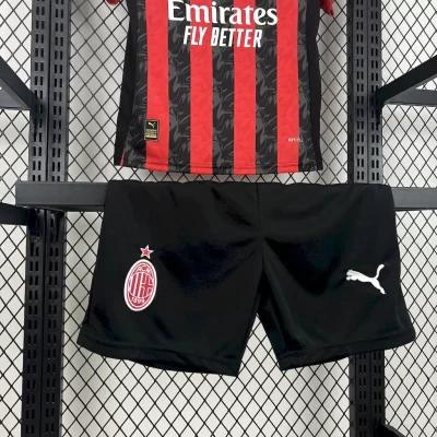Kids' Kit Soccer Jersey Suit Milan I 25/26 - Red and Black - Image 3