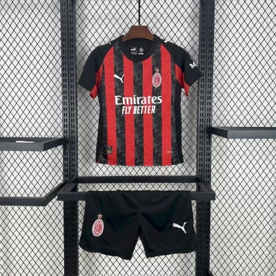 Kids' Kit Soccer Jersey Suit Milan I 25/26 - Red and Black
