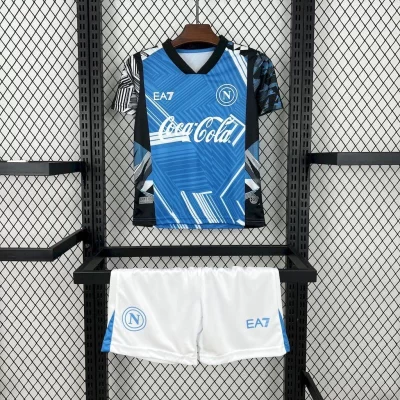 Kids' Kit Soccer Jersey Suit Napoli Coca Cola 24/25 - Blue