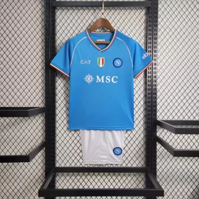 Kids' Kit Soccer Jersey Suit Napoli I 23/24 - Sky Blue