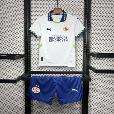 Kids' Kit Soccer Jersey Suit PSV III 24/25 - White and Blue