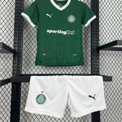 Kids' Kit Soccer Jersey Suit Palmeiras I 25/26 - Green and White - Image 3