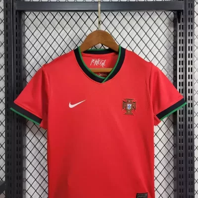 Alternative view of Kids' Kit Soccer Jersey Suit Portugal I 2024/25 - Red and Green