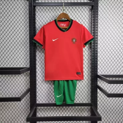 Kids' Kit Soccer Jersey Suit Portugal I 2024/25 - Red and Green