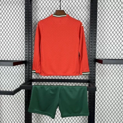 Alternative view of Kids' Kit Soccer Jersey Suit Portugal I 2025/26 Long Sleeve - Red and Green