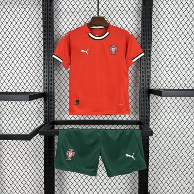 Kids' Kit Soccer Jersey Suit Portugal I 2025/26 - Red and Green
