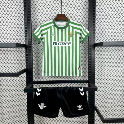 Kids' Kit Soccer Jersey Suit Real Betis I 25/26 - White and Green