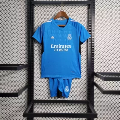 Kids' Kit Soccer Jersey Suit Real Madrid Goalkeeper 23/24 - Blue