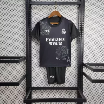 Kids' Kit Soccer Jersey Suit Real Madrid Y-3 IV Goalkeeper 23/24 - Black