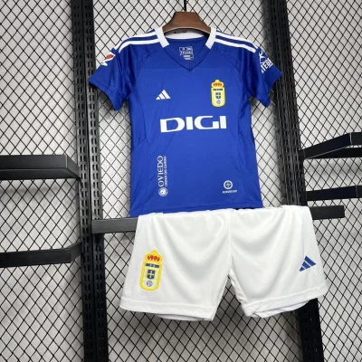 Kids' Kit Soccer Jersey Suit Real Oviedo I 24/25 - Blue and White - Image 3