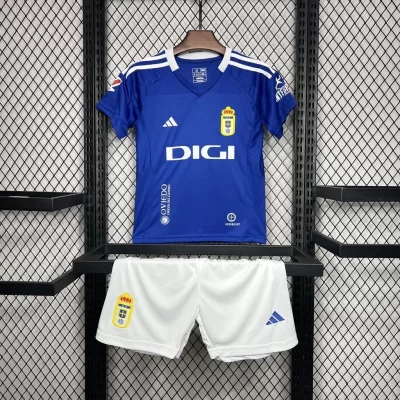 Kids' Kit Soccer Jersey Suit Real Oviedo I 24/25 - Blue and White