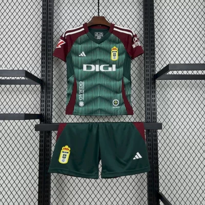 Kids' Kit Soccer Jersey Suit Real Oviedo III 24/25 - Green and Grena