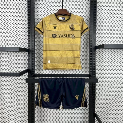 Kids' Kit Soccer Jersey Suit Real Sociedad II 24/25 - Gold and Blue