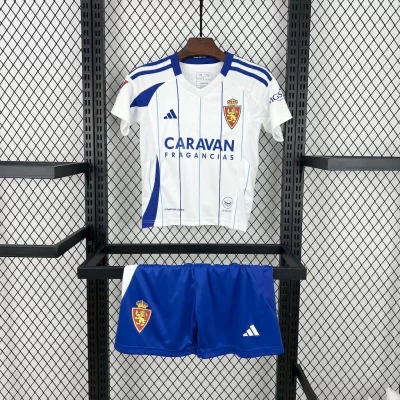 Kids' Kit Soccer Jersey Suit Real Zaragoza I 24/25 - White and Blue