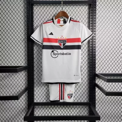 Kids' Kit Soccer Jersey Suit Sao Paulo I 23/24 - White and Red