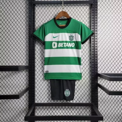 Kids' Kit Soccer Jersey Suit Sporting I 23/24 - Green and White