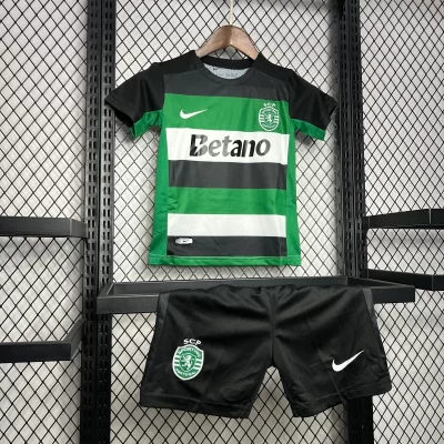 Kids' Kit Soccer Jersey Suit Sporting I 24/25 - Black and Green - Image 3