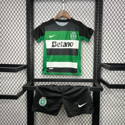 Kids' Kit Soccer Jersey Suit Sporting I 24/25 - Black and Green