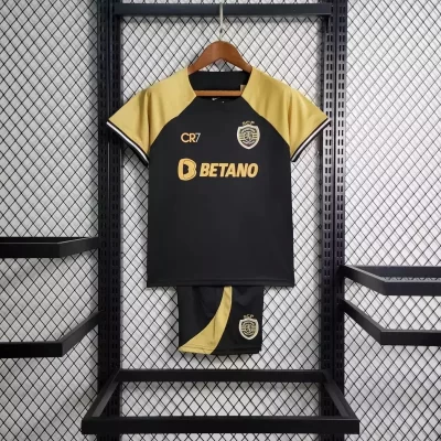 Kids' Kit Soccer Jersey Suit Sporting III "CR7" 23/24 - Black and Gold