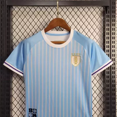Alternative view of Kids' Kit Soccer Jersey Suit Uruguai I "8M" 2024/25 - Sky Blue and Black