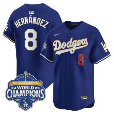 LA Dodgers 2025 Back-To-Back World Series Champions Gold Trim Vapor Premier Limited Jersey  - Royal / Kike Hernandez