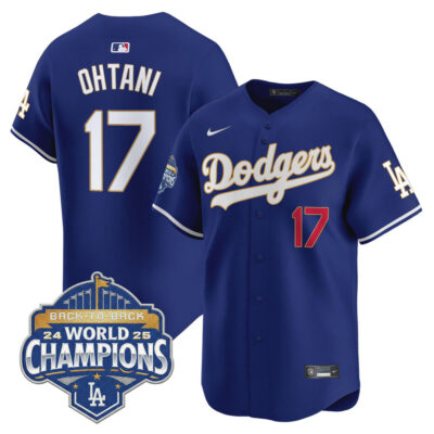 LA Dodgers 2025 Back-To-Back World Series Champions Gold Trim Vapor Premier Limited Jersey  - Royal / Shohei Ohtani