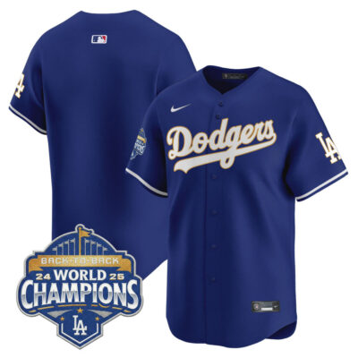 LA Dodgers 2025 Back-To-Back World Series Champions Gold Trim Vapor Premier Limited Jersey  - Royal / Team