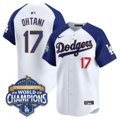 LA Dodgers 2025 Back-To-Back World Series Champions Gold Trim Vapor Premier Limited Jersey  - White Alternate / Shohei Ohtani