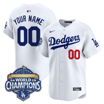 LA Dodgers 2025 Back-To-Back World Series Champions Vapor Premier Limited Custom Jersey  - White