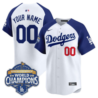 LA Dodgers 2025 Back-To-Back World Series Champions Vapor Premier Limited Custom Jersey  - White Alternate