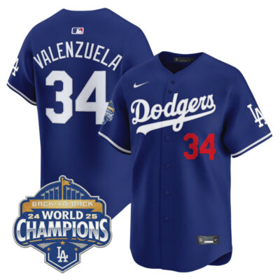 LA Dodgers 2025 Back-To-Back World Series Champions Vapor Premier Limited Jersey  - Royal / Fernando Valenzuela