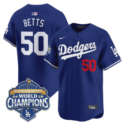 LA Dodgers 2025 Back-To-Back World Series Champions Vapor Premier Limited Jersey  - Royal / Mookie Betts