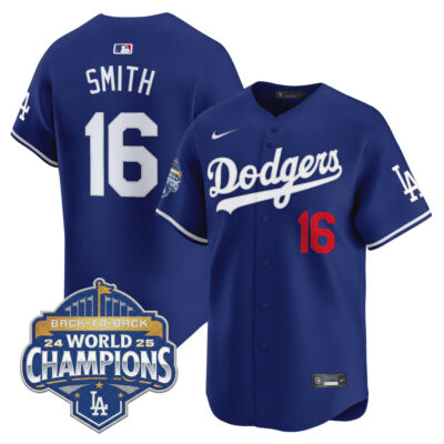LA Dodgers 2025 Back-To-Back World Series Champions Vapor Premier Limited Jersey  - Royal / Will Smith