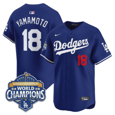 LA Dodgers 2025 Back-To-Back World Series Champions Vapor Premier Limited Jersey  - Royal / Yamamoto