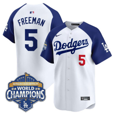 LA Dodgers 2025 Back-To-Back World Series Champions Vapor Premier Limited Jersey  - White Alternate / Freddie Freeman