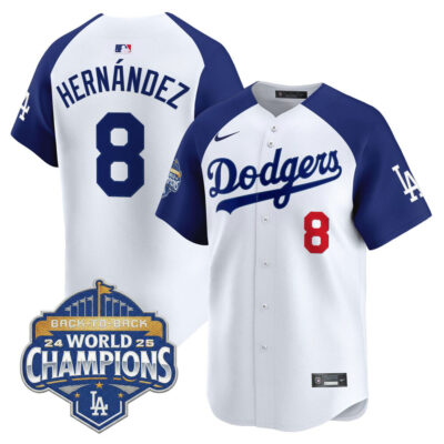 LA Dodgers 2025 Back-To-Back World Series Champions Vapor Premier Limited Jersey  - White Alternate / Kike Hernandez