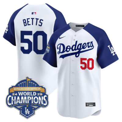 LA Dodgers 2025 Back-To-Back World Series Champions Vapor Premier Limited Jersey  - White Alternate / Mookie Betts