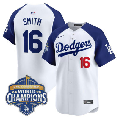 LA Dodgers 2025 Back-To-Back World Series Champions Vapor Premier Limited Jersey  - White Alternate / Will Smith
