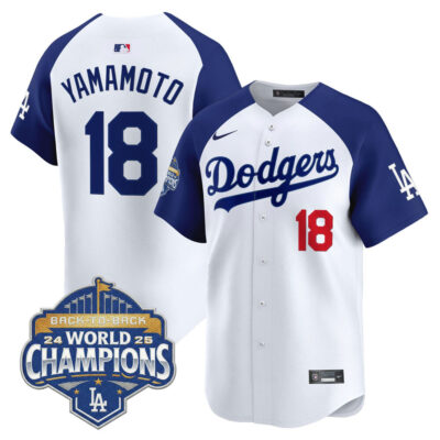 LA Dodgers 2025 Back-To-Back World Series Champions Vapor Premier Limited Jersey  - White Alternate / Yamamoto