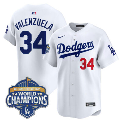 LA Dodgers 2025 Back-To-Back World Series Champions Vapor Premier Limited Jersey  - White / Fernando Valenzuela