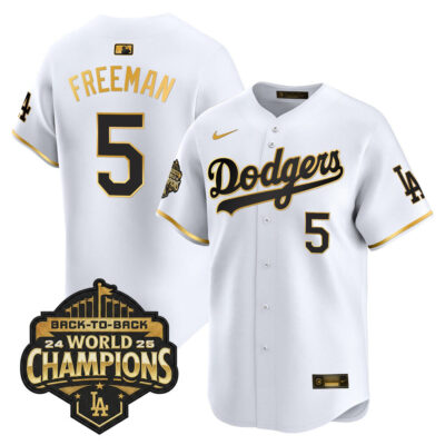 LA Dodgers 2025 Back-To-Back World Series Champions Vapor Premier Limited Jersey  - White Gold / Freddie Freeman