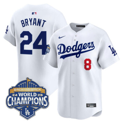 LA Dodgers 2025 Back-To-Back World Series Champions Vapor Premier Limited Jersey  - White / Kobe Bryant