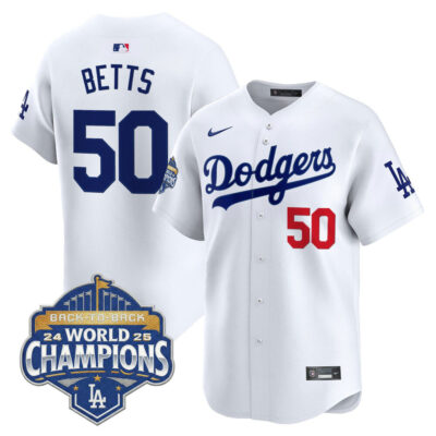 LA Dodgers 2025 Back-To-Back World Series Champions Vapor Premier Limited Jersey  - White / Mookie Betts