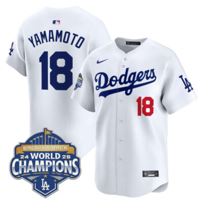 LA Dodgers 2025 Back-To-Back World Series Champions Vapor Premier Limited Jersey  - White / Yamamoto