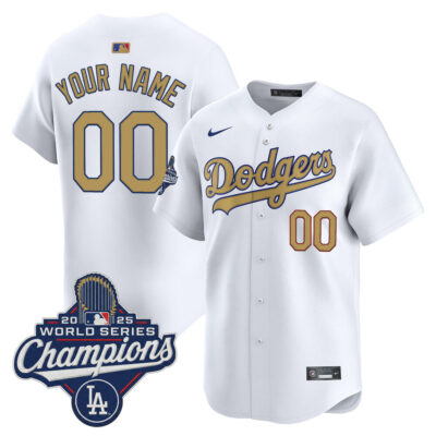 LA Dodgers 2025 World Series Champions Gold Vapor Premier Limited Custom Jersey - Custom