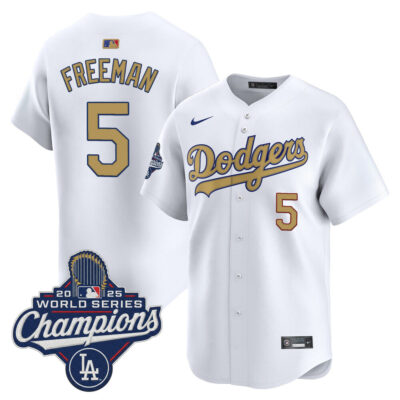 LA Dodgers 2025 World Series Champions Gold Vapor Premier Limited Jersey - Freddie Freeman